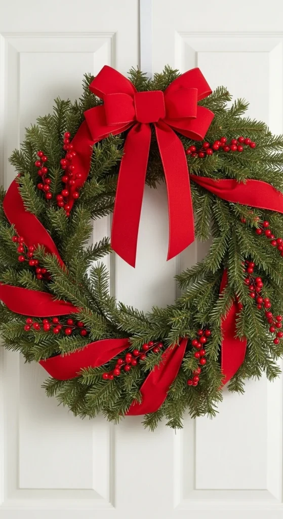 1. Classic Greenery with a Touch of Red Berries