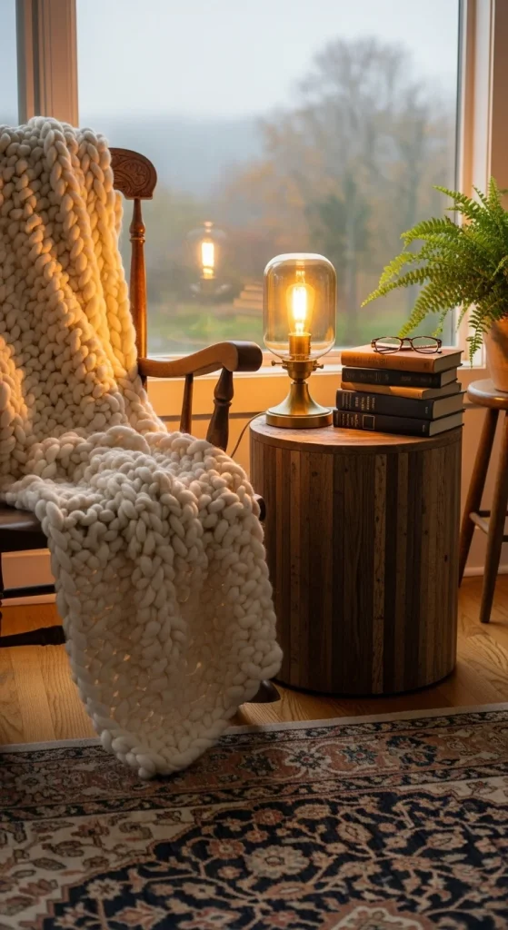 10. Wool Throw Chair Corner