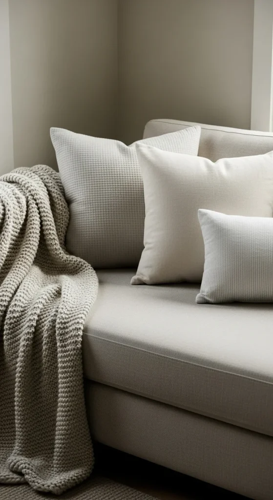 11. Neutral Colored Pillows and Throws