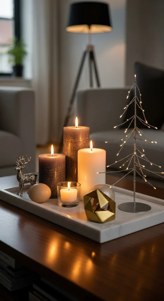 12. Marble Tray Holiday Display