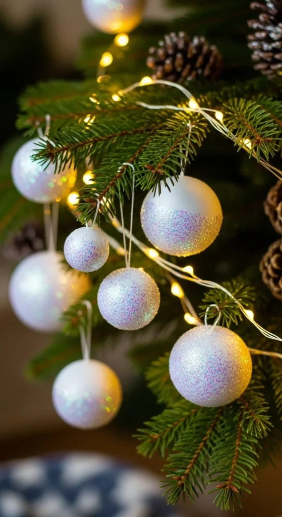 13. Glittery Snowball Ornaments
