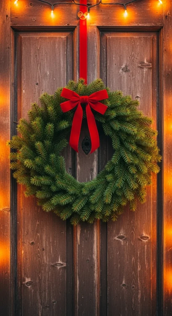 13. Hang a Simple Wreath on the Door