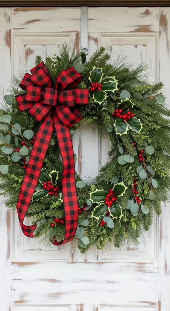 13. Plaid Ribbon Wreath