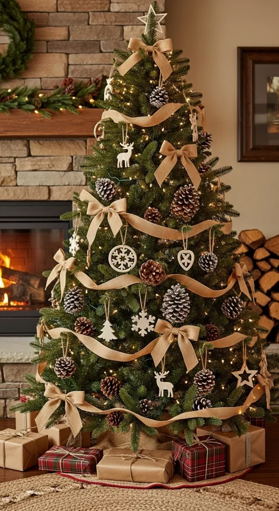 13. Rustic Burlap and Pinecone