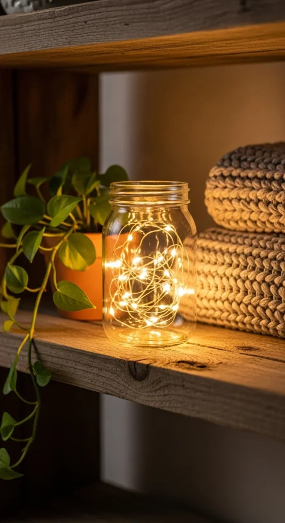14. Fairy Lights in Glass Jars