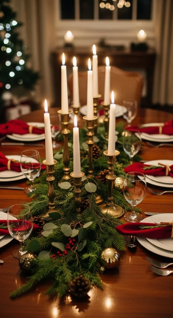 16. Gold Candlestick Christmas Table