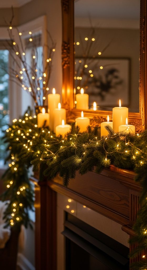 16. Twinkle Light Mantel