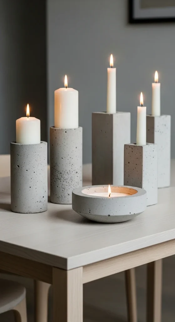 17. Concrete Candle Holders