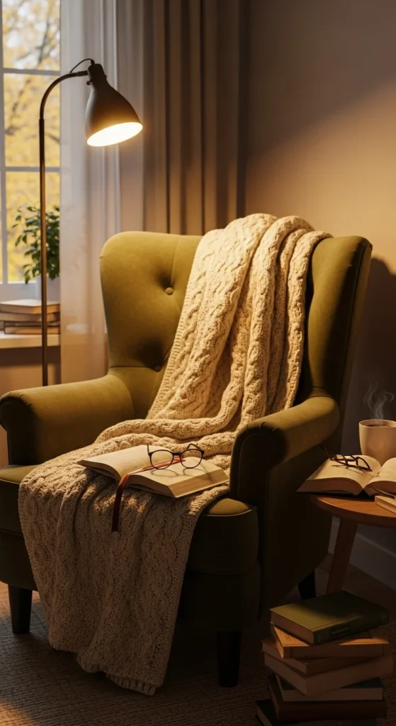 17. Cozy Chair with a Blanket