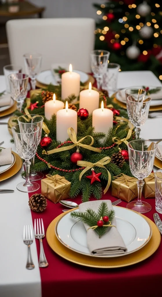 17. Red Ornament Christmas Table