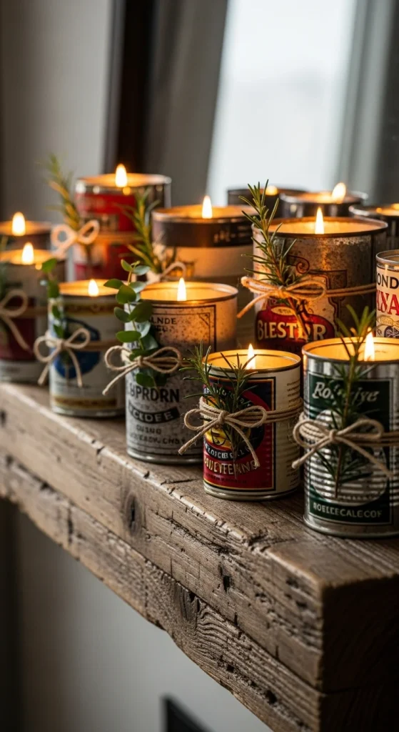 18. Use Vintage Tin Cans as Candle Holders