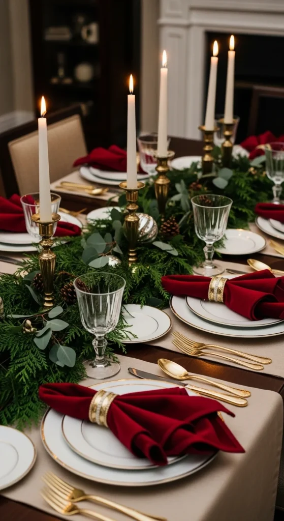 19. Red Velvet Christmas Table
