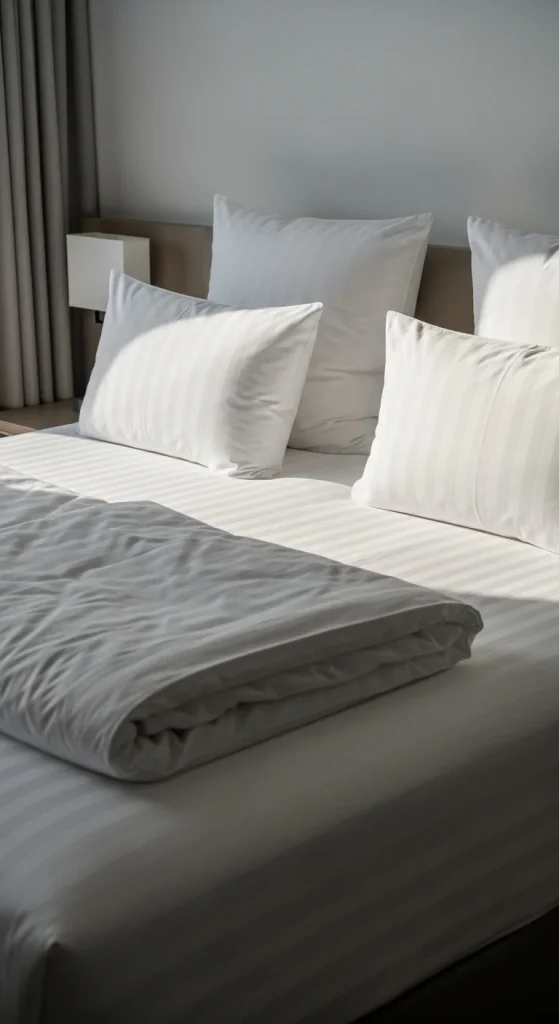 2. Use Crisp, Clean, All-White Bedding (The Hotel Signature)