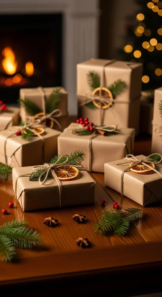 2. Wrap Gifts With Kraft Paper