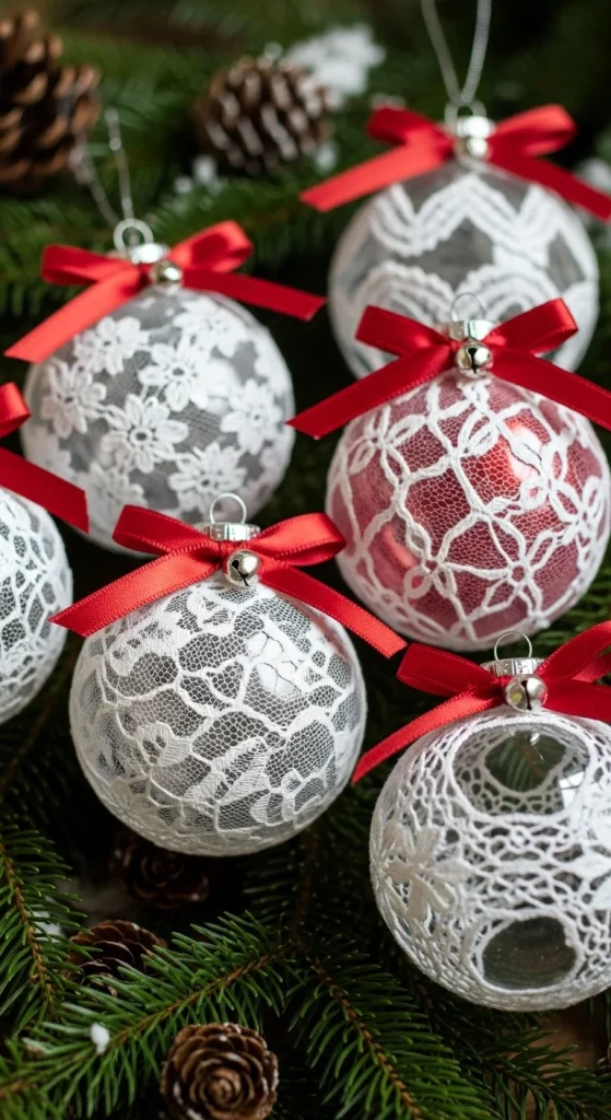 20. Lace-Wrapped Ornaments