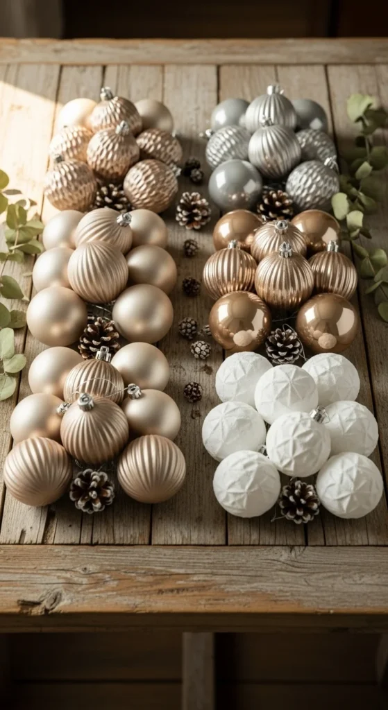 20. Soft Matte Ornaments in Matching Shades