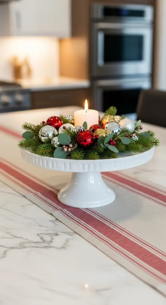 21. Christmas Cake Stand Centerpiece