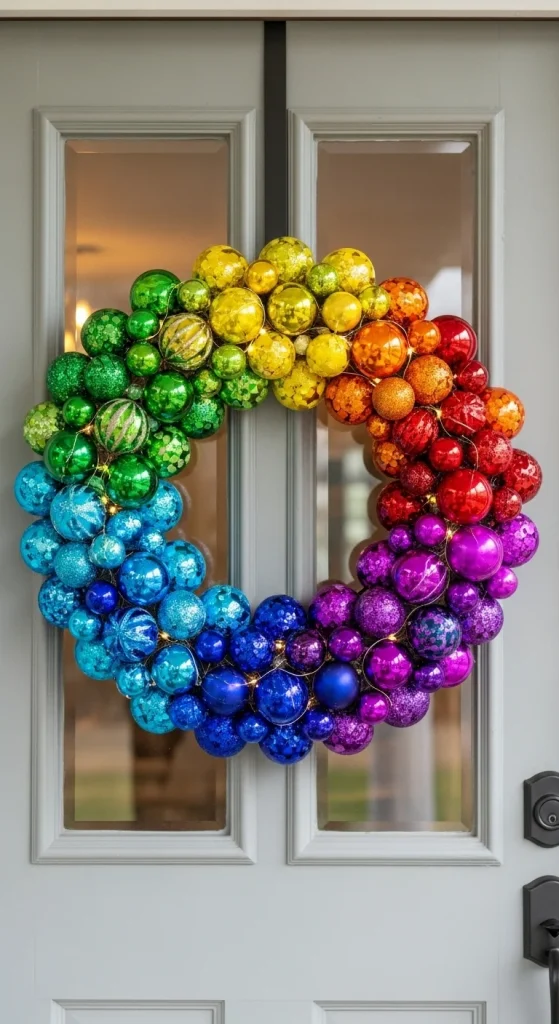 21. Rainbow Christmas Wreath