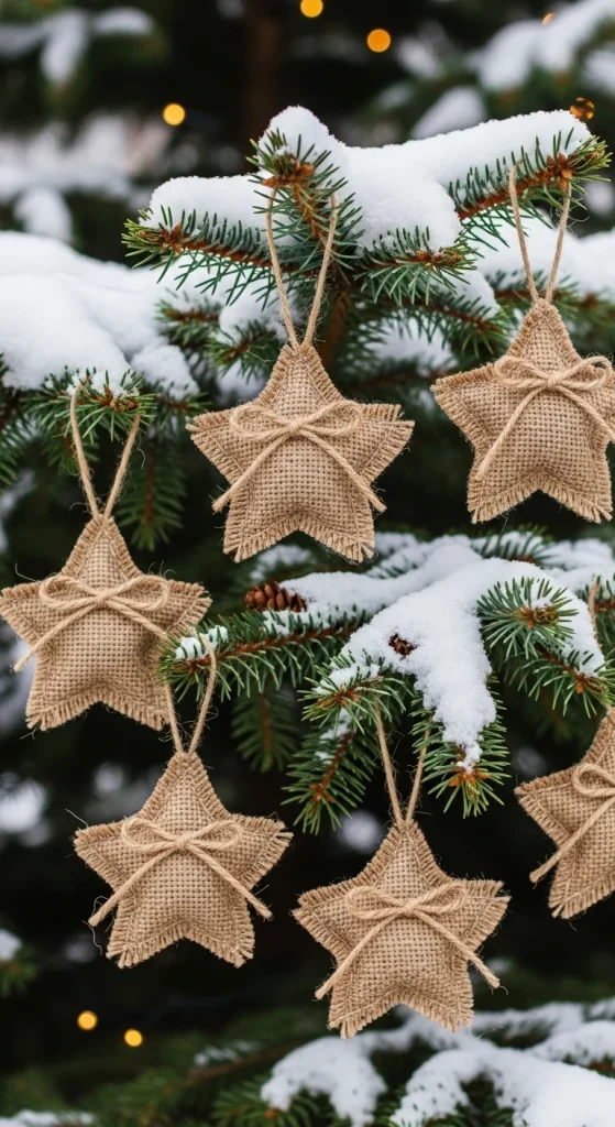 22. Burlap Ribbon Stars