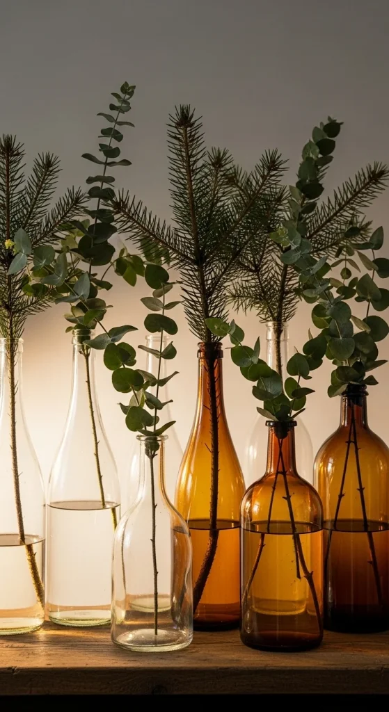 22. Upcycle Glass Bottles Into Holiday Vases