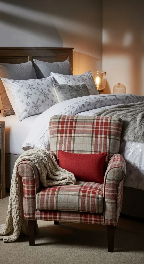 22. Warm Plaid Accent Chair