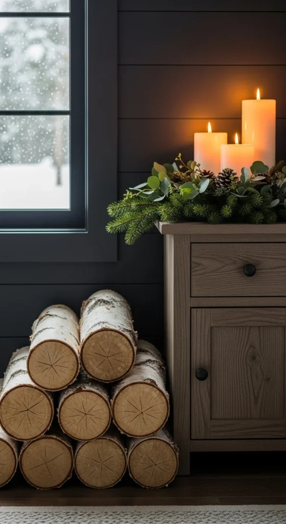 23. Birch Log Nightstand Accent