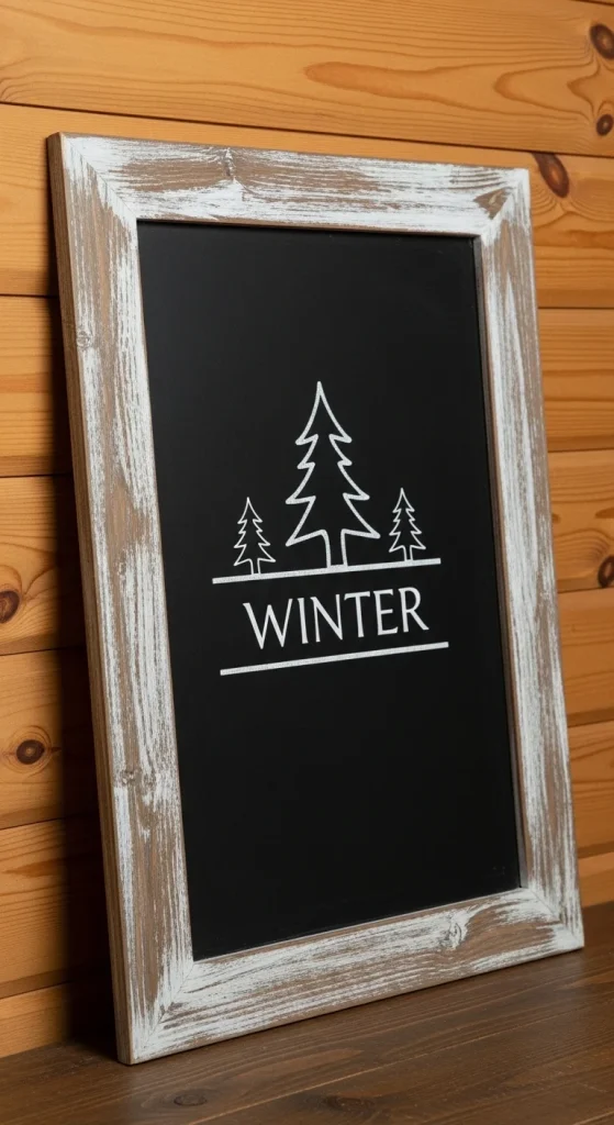 24. Cabin-Style Chalkboard Sign