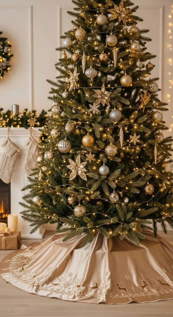 25. Champagne-Toned Tree Skirt or Collar