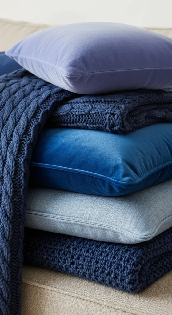 3. Add Texture to Make the Blues Feel Cozy