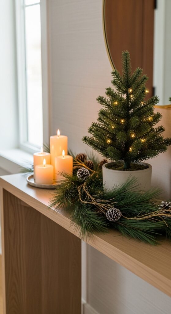 3. Console Table Holiday Styling