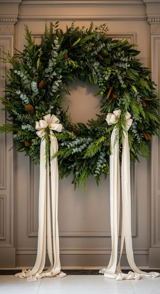 3. Oversized Wreath With Ribbon Tails