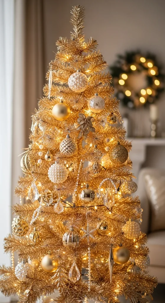 4. Champagne-Themed Christmas Tree