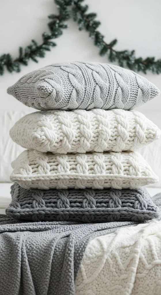 4. Chunky Knit Pillow Stack