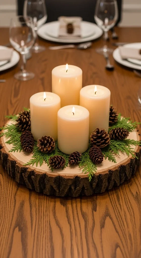 4. Natural Wood Centerpieces
