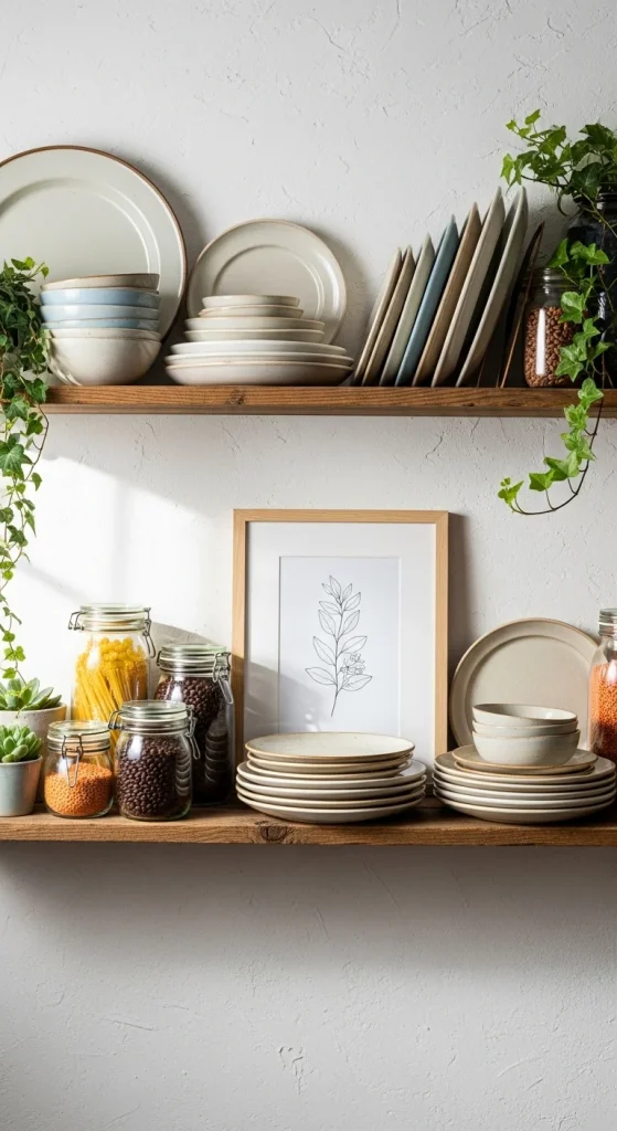 4. Style Open Shelves or Create the Look Without Installing Them