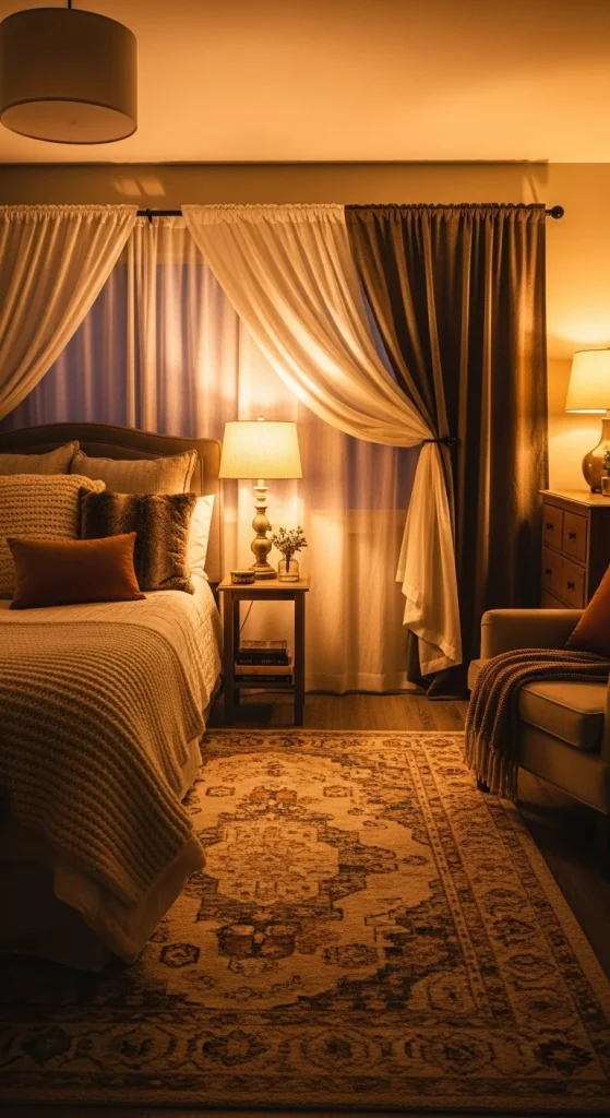 4. Use Cozy Lighting & Soft Textures