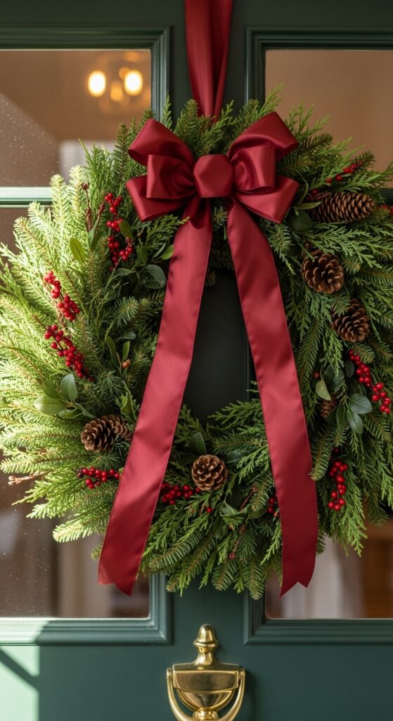 5. Holiday Wreath With Ribbon
