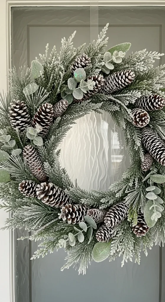 5. Snowy Pinecone Wreath