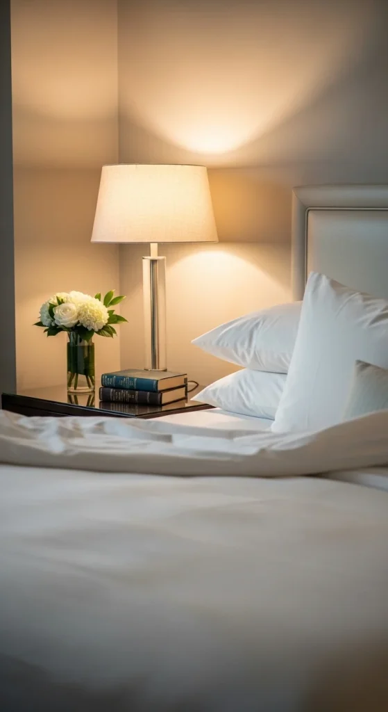 7. Add Subtle Hotel-Inspired Decor Around the Bed