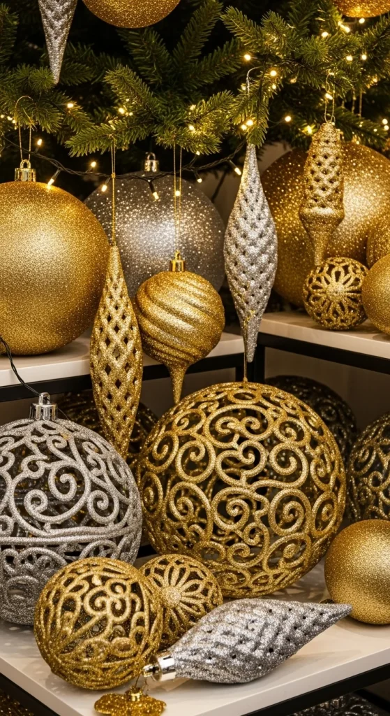 7. Oversized Glitter Ornaments