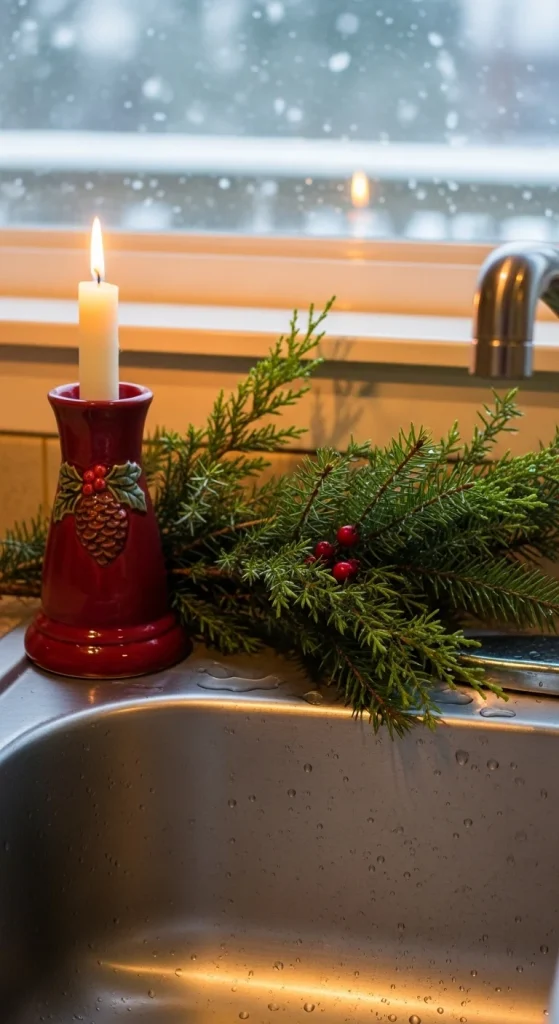 8. Christmas Candles by the Sink