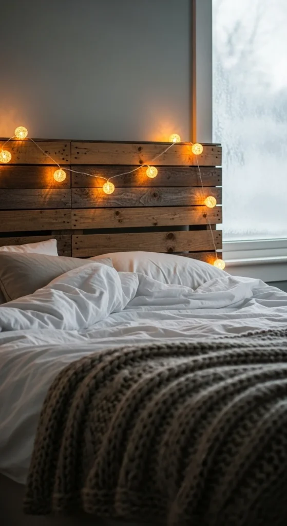 8. Soft Twinkle Light Headboard