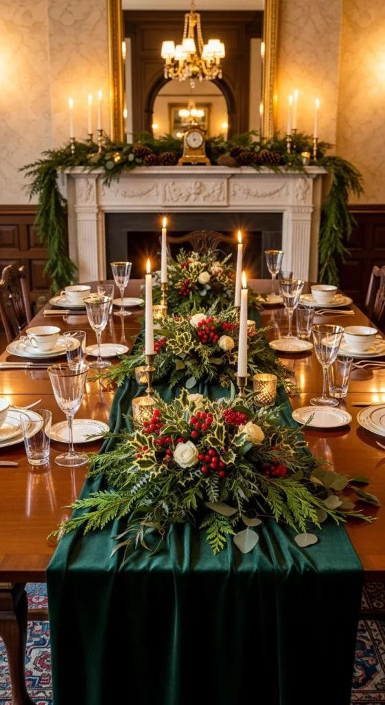 9. Luxury Table Runner With Low Centerpieces