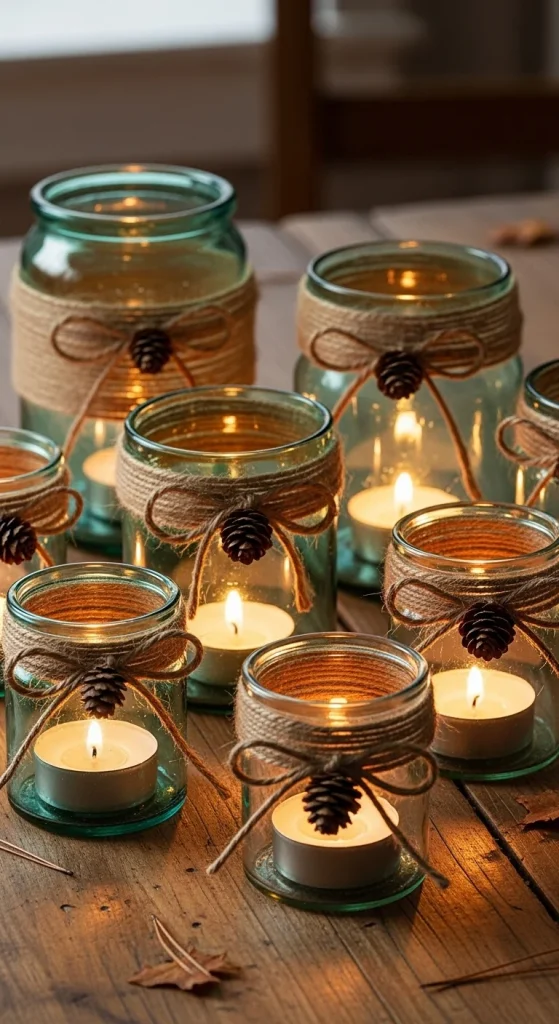 9. Reuse Old Jars as Candle Holders