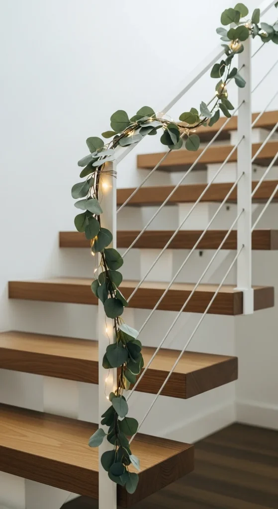 9. Simple Green Garland on Stairs