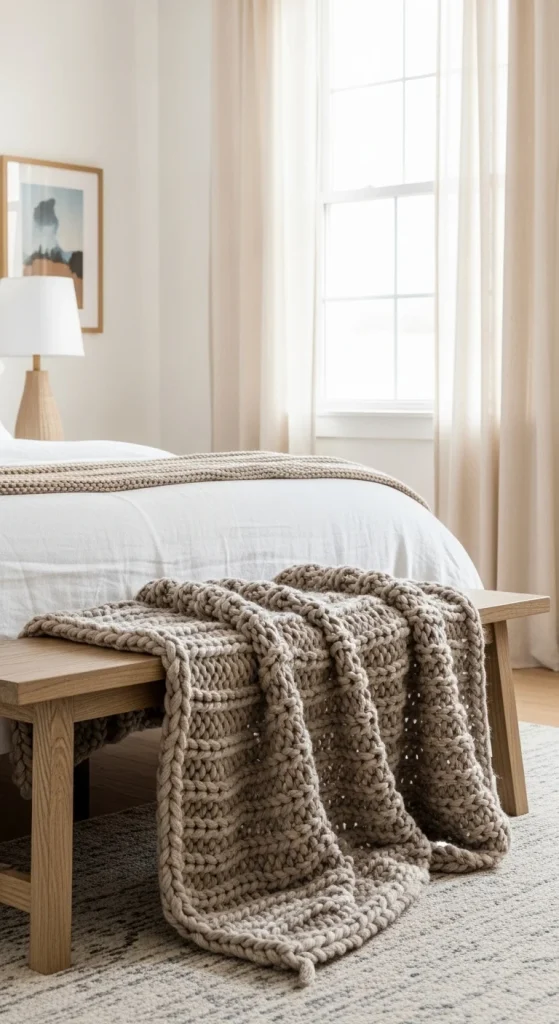 9. Winter Knit Bench Cover