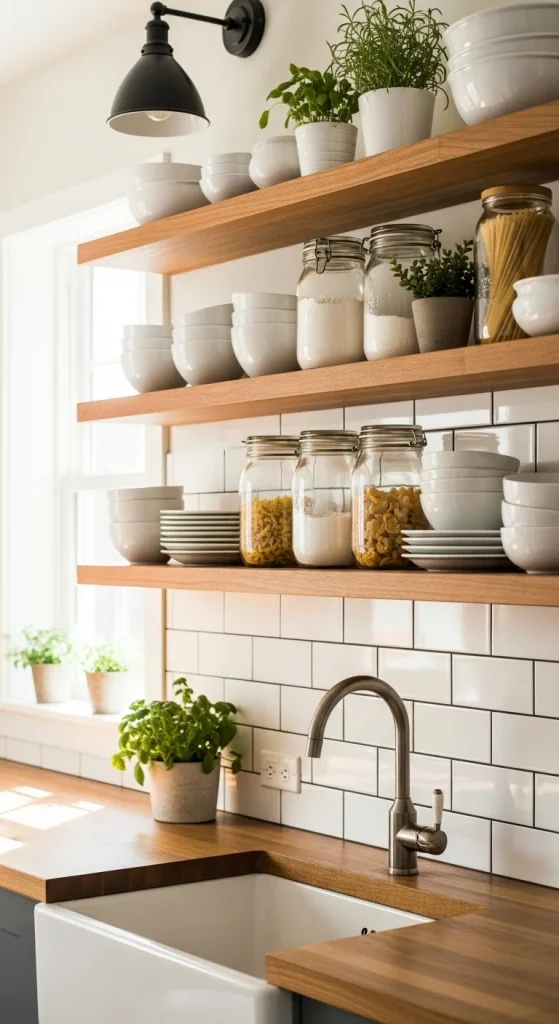 How to Style Kitchen Shelves for a Modern Farmhouse Look